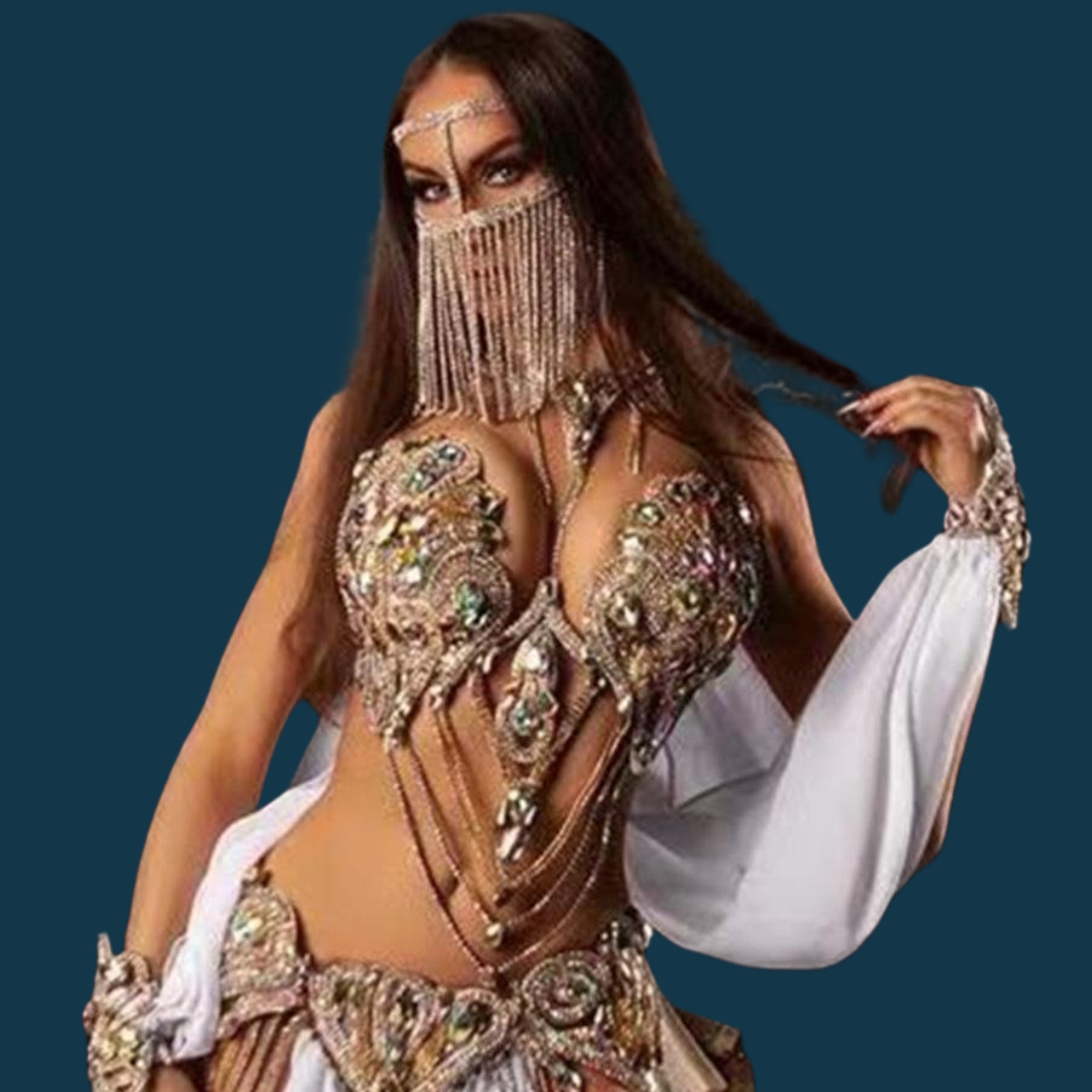 Body Jewelry High End - Perhiasan Tubuh Masker Kristal Seksi Pesta