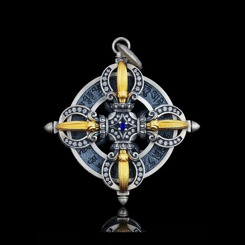 Body Jewelry High End - Liontin penggiling perak retro berlian, alat
