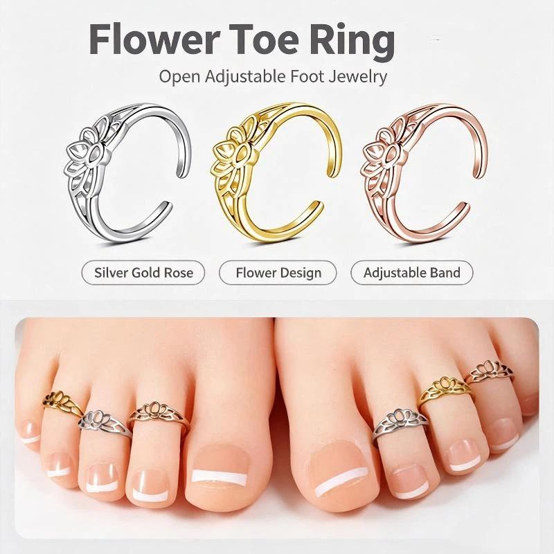 Body Jewelry Waterproof - Cincin Jari Kaki Wanita Desain Teratai