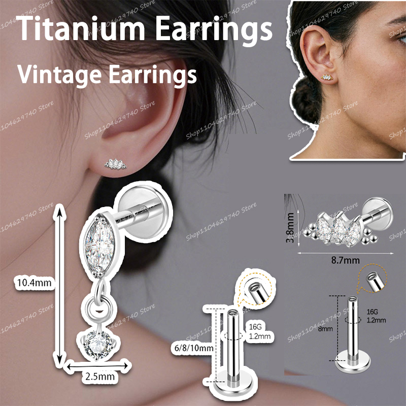 Body Jewelry High End - Perhiasan Tindik Telinga Anting Titanium Perak