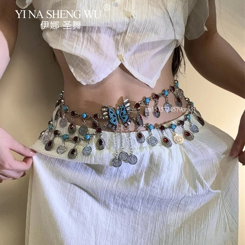 Body Jewelry Indian - Koin Aloi Antik Rantai Pinggang Rumbai