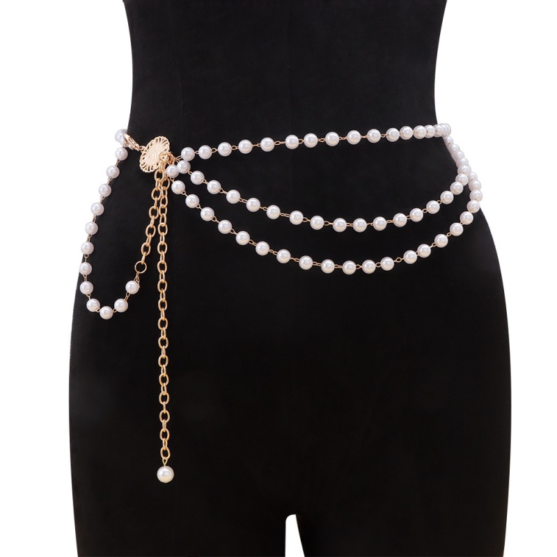 Sabuk Rantai Pinggang Mutiara  - Body Jewelry Y2K ulasan dan harga