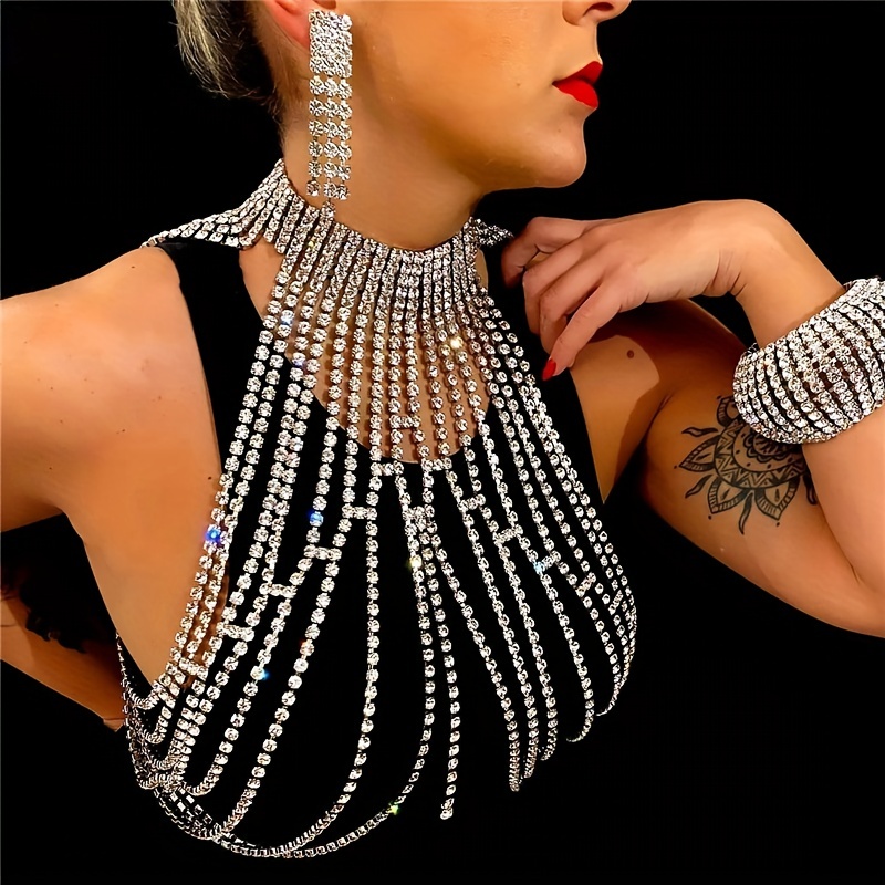 Kalung rantai dada kristal mew - Body Jewelry High End ulasan dan harga