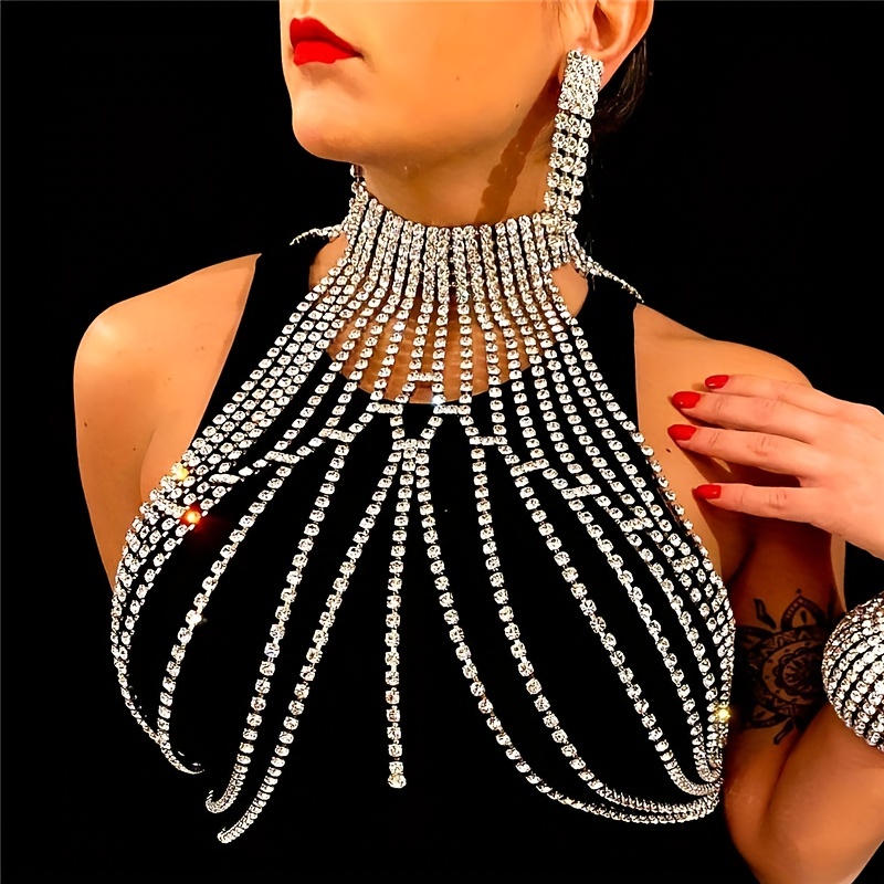 Kalung rantai dada kristal mew - Body Jewelry High End ulasan dan harga