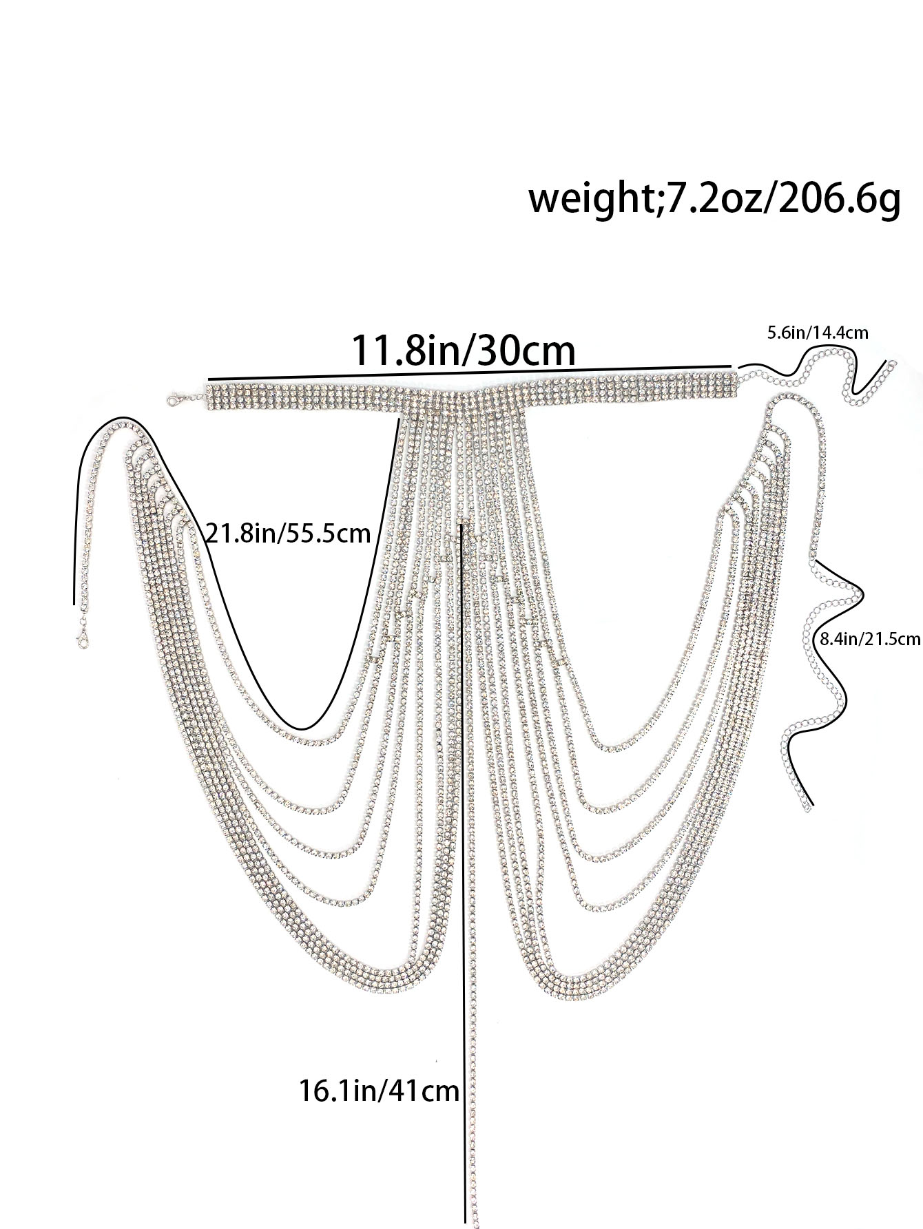 Kalung rantai dada kristal mew - Body Jewelry High End ulasan dan harga