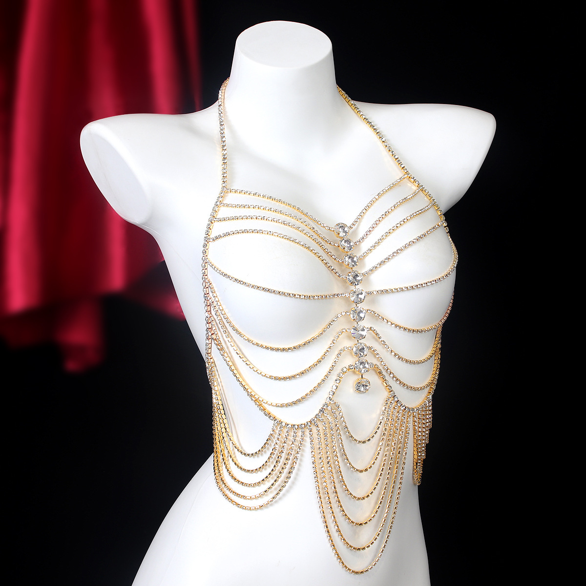 Rantai dada berlian imitasi wa - Body Jewelry Harness ulasan dan harga