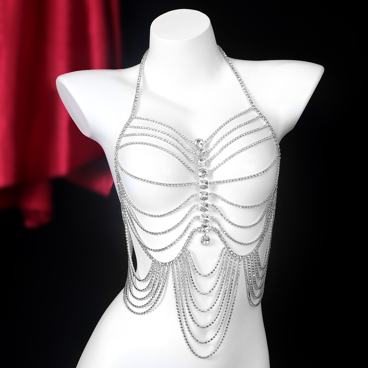 Rantai dada berlian imitasi wa - Body Jewelry Harness ulasan dan harga