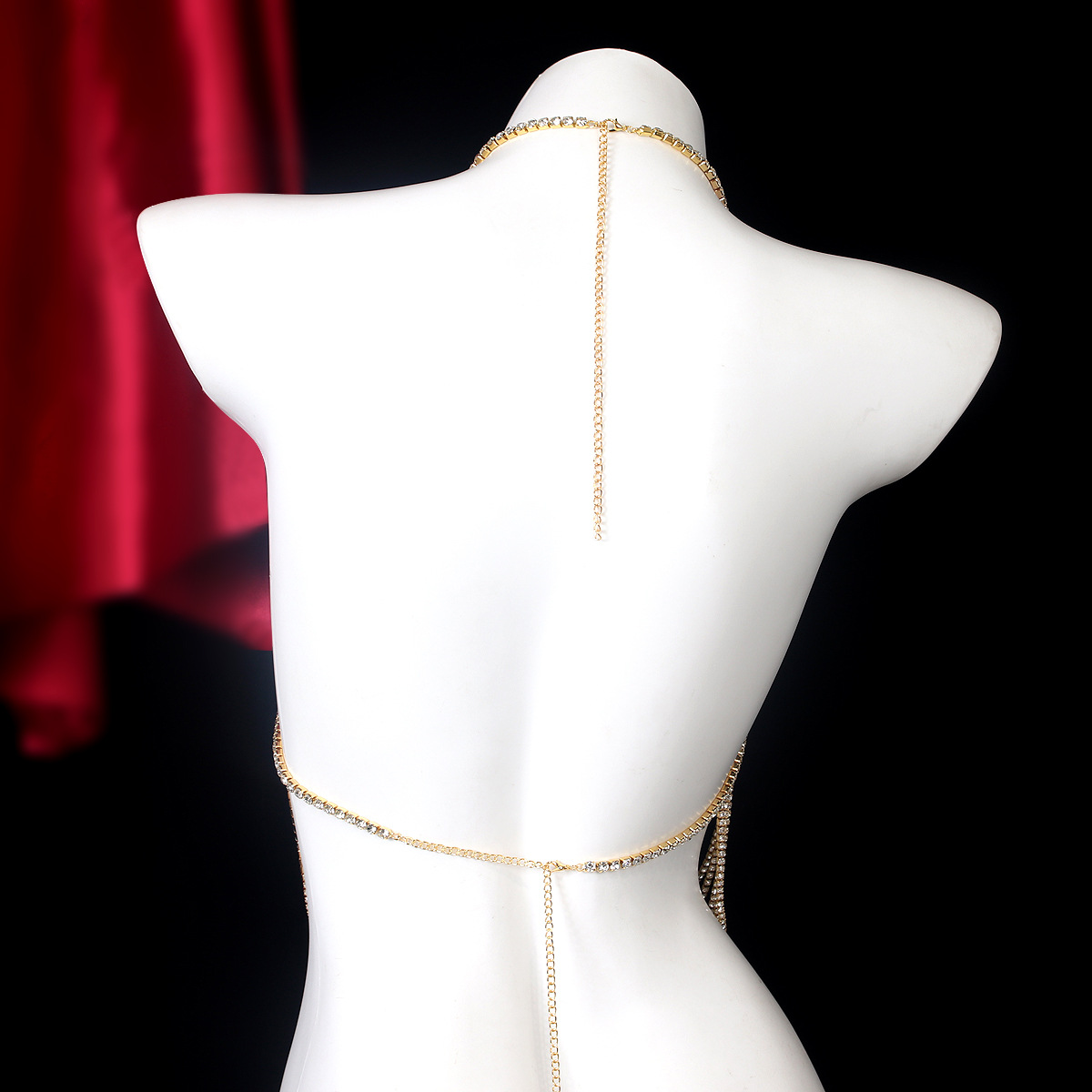 Rantai dada berlian imitasi wa - Body Jewelry Harness ulasan dan harga
