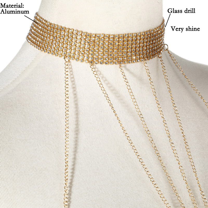 Warna Emas Tubuh Rantai Wanita - Body Jewelry Harness ulasan dan harga