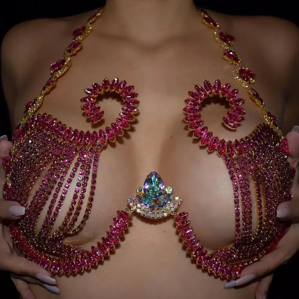Rave braket dada kristal merah - Body Jewelry Chest ulasan dan harga