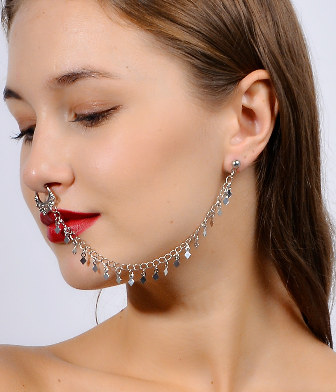 Cincin Hidung Rantai Gantung D - Body Jewelry Indian ulasan dan harga